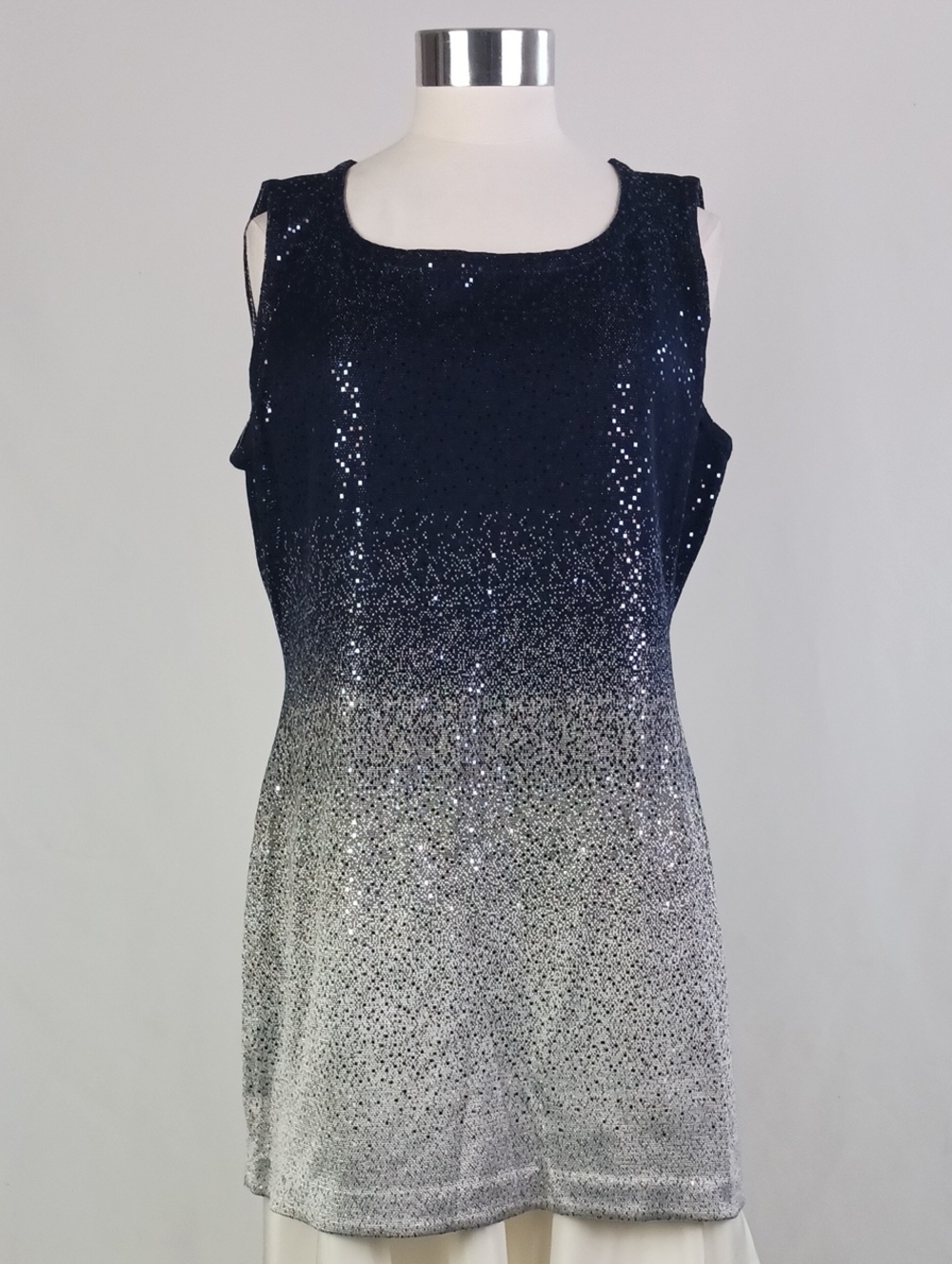 ST. JOHN BLK GR BEADED OMBRE SHEATH DRESS